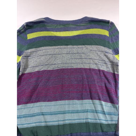 Sundance Multi Media Cardigan Blue Purple Stripe Floral Medium Linen Silk - Picture 10 of 11